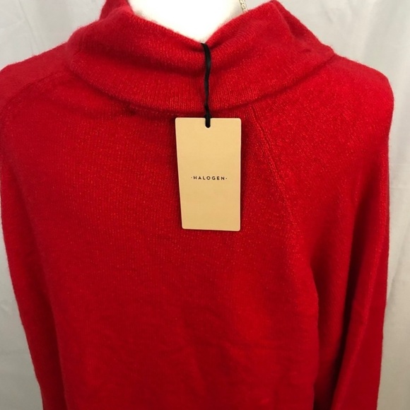 Wool Blend Red Mock Neck Sweater - Picture 2 of 3